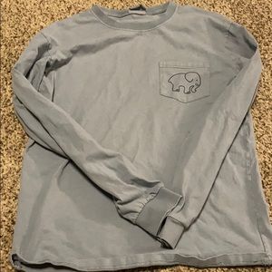 blue grey ivory ella long sleeve shirt size small